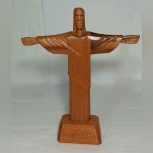 Wood Sculpture of the statue of the redemptive Christ carved in Rio